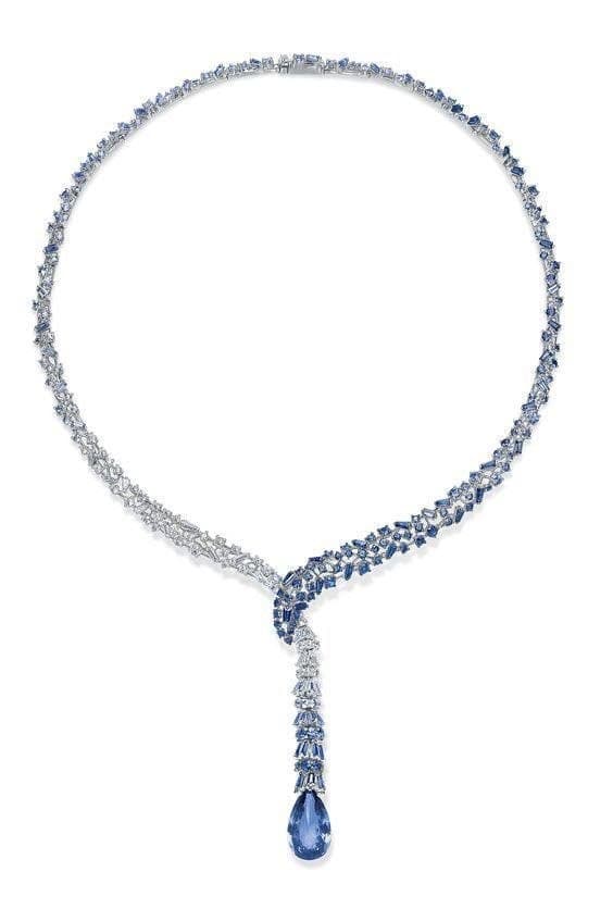 Sapphire cluster necklace